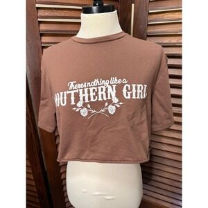 Charlotte Russe Brown Southern Girl Graphic Cropped Tee Shirt M